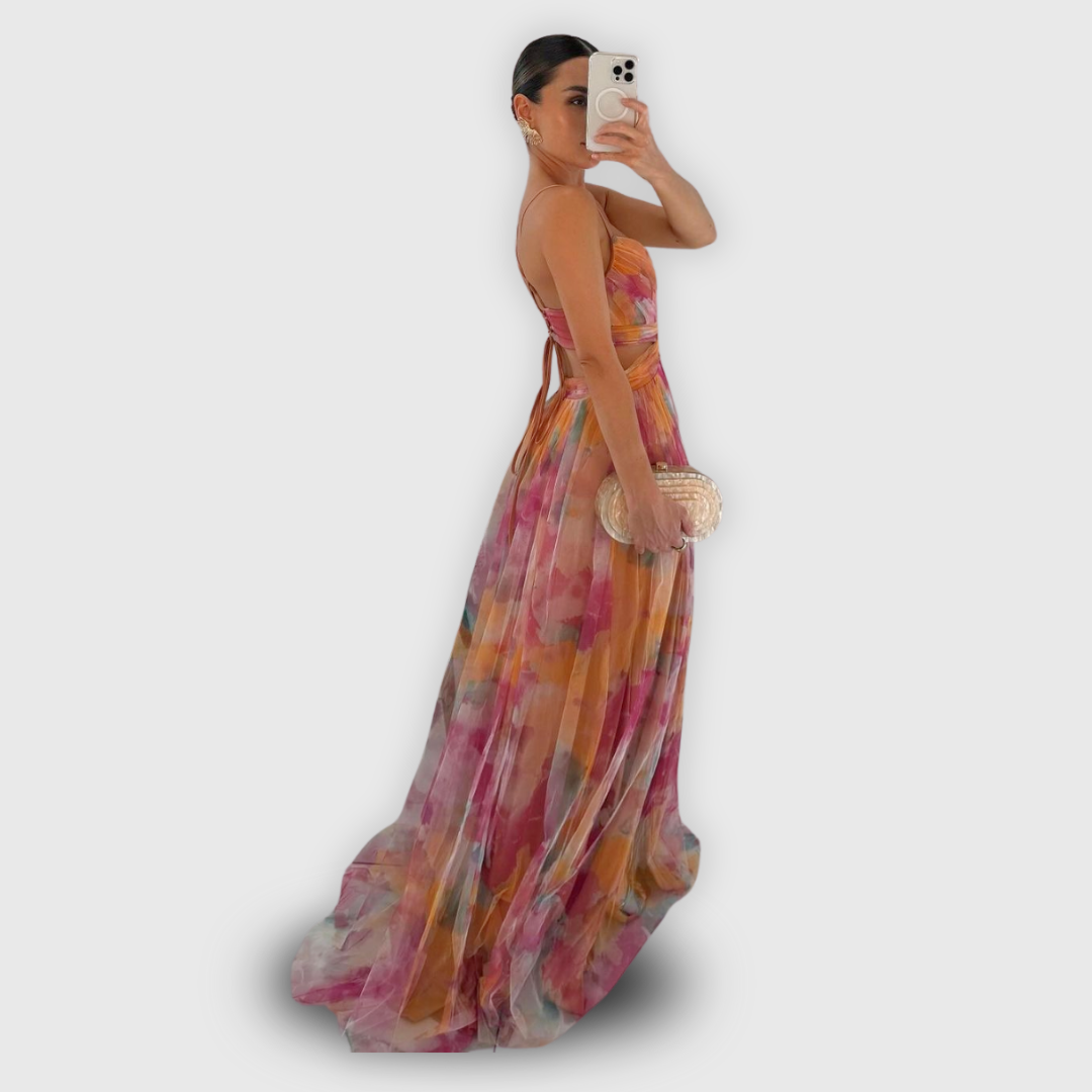 ELYRA™ | Long floral dress with a fluid cut