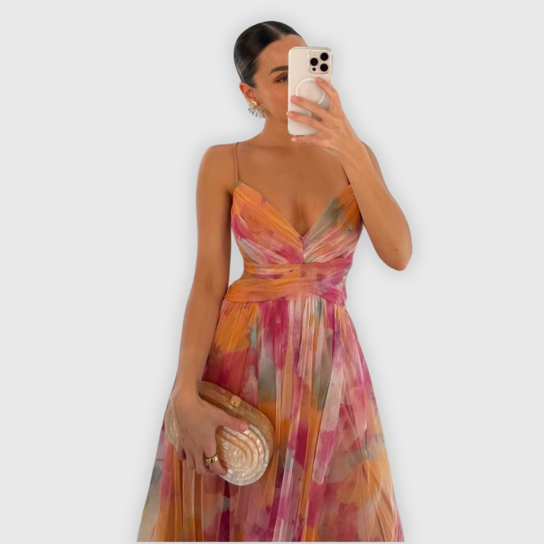 ELYRA™ | Long floral dress with a fluid cut