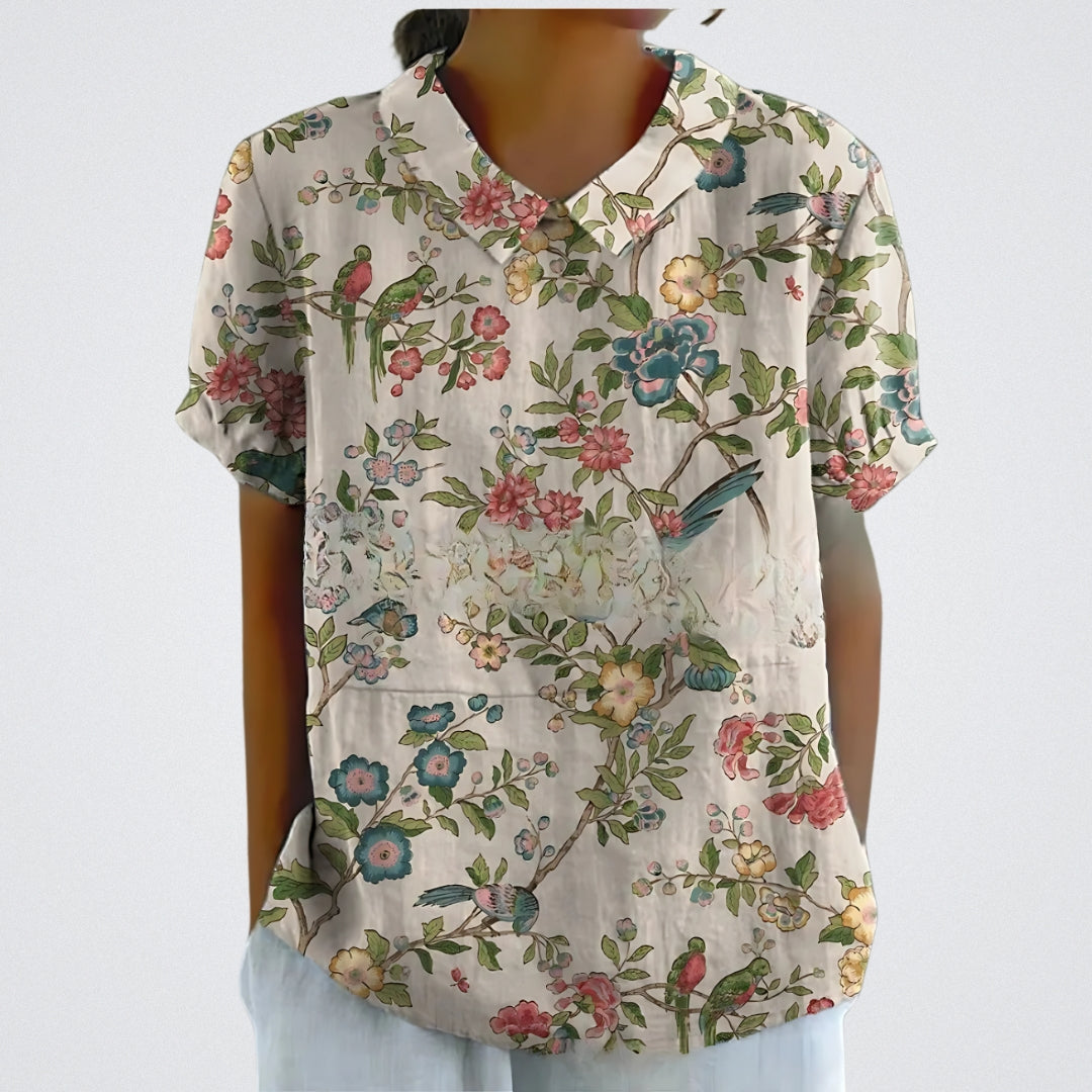 ELYRA™ | Blouse en lin à fleurs