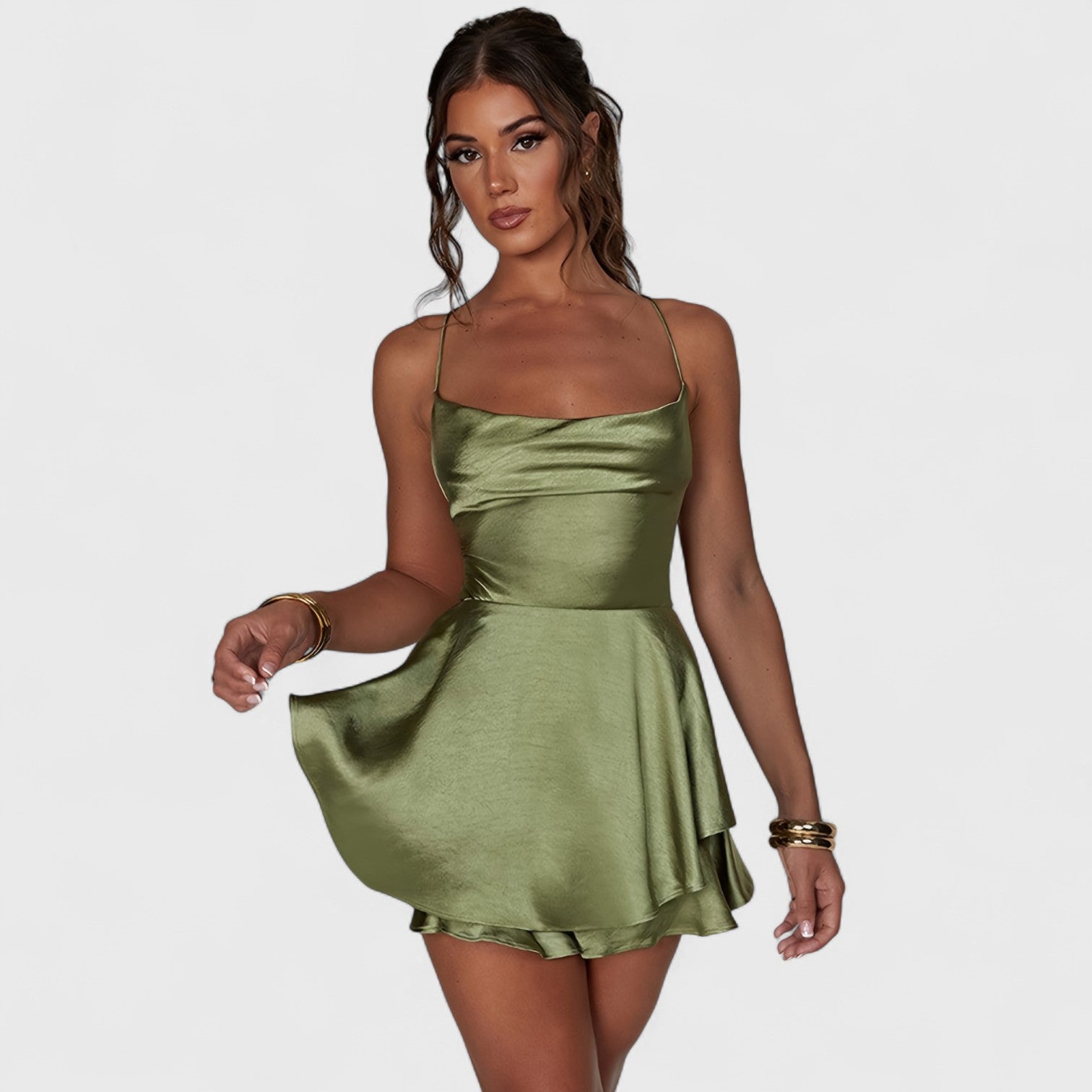 ELYRA™ | Elegant Backless Dress with Square Neckline