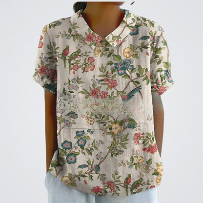 ELYRA™ | Floral Linen Blouse