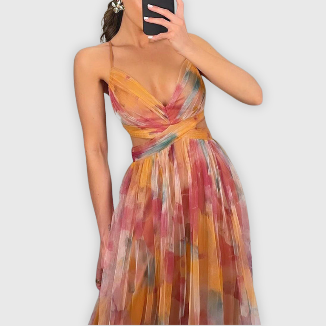 ELYRA™ | Long floral dress with a fluid cut