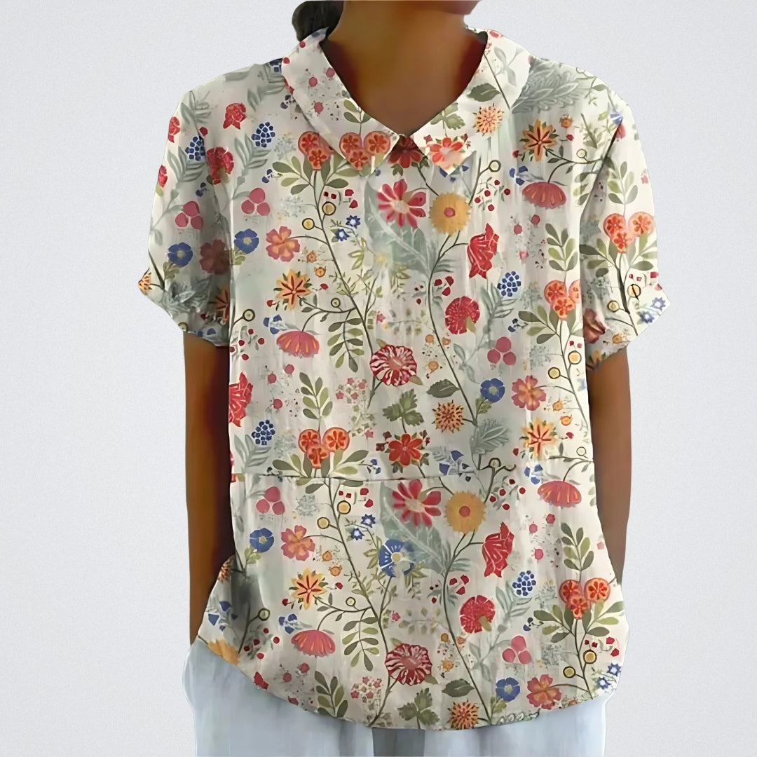 ELYRA™ | Blouse en lin à fleurs