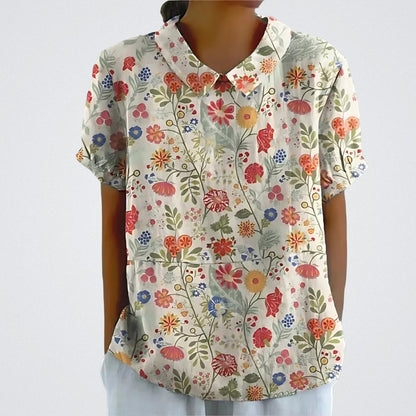 ELYRA™ | Floral Linen Blouse