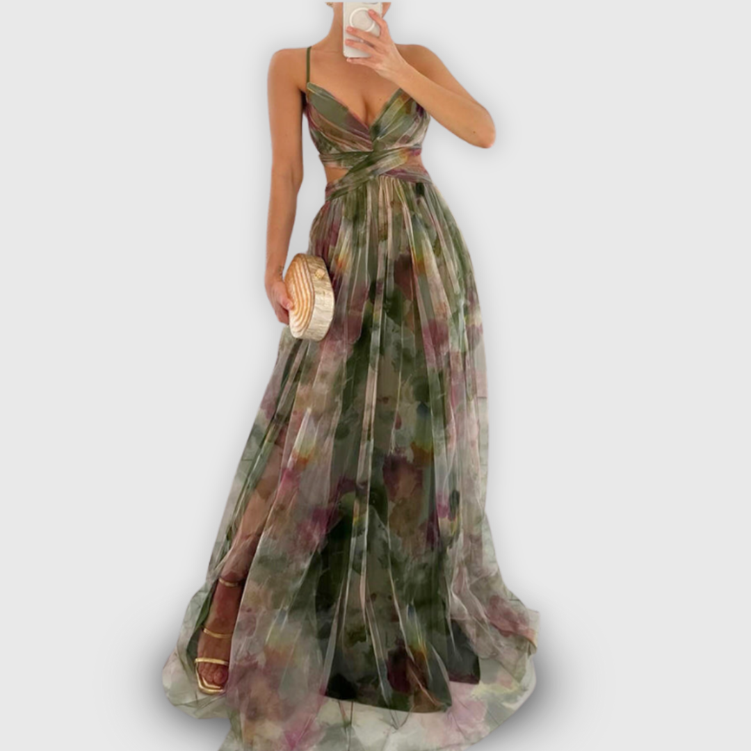 ELYRA™ | Long floral dress with a fluid cut
