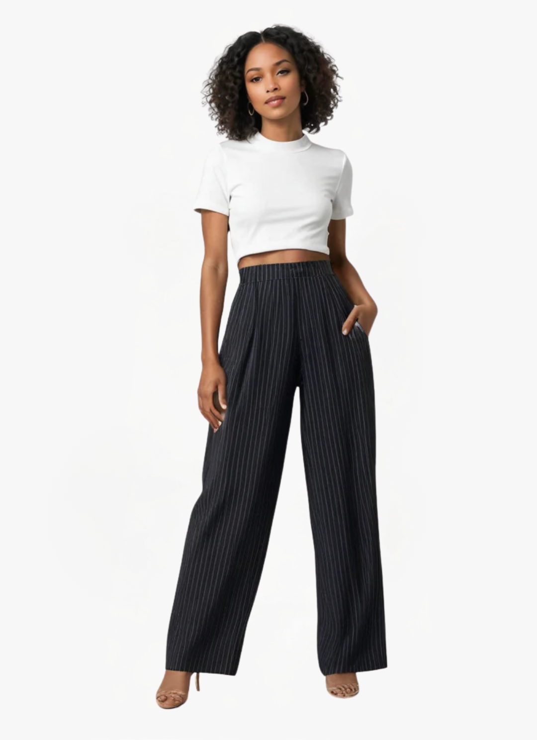 ELYRA™ | Pantalon Large à Rayures Chic