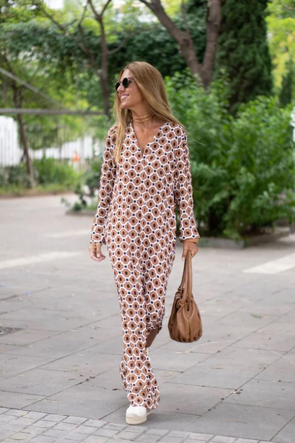 ELYRA™ | Brown Print Dress