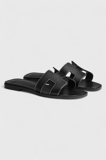 ELYRA™ | Brigitte "H" Leather Sandals with Crossed Straps