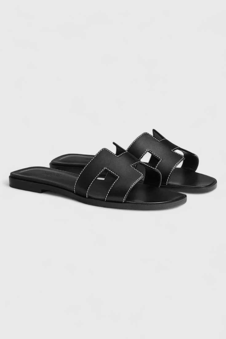 ELYRA™ | Brigitte "H" Leather Sandals with Crossed Straps