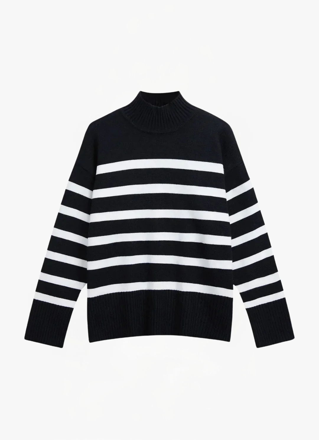 ELYRA™ | Pull Col Montant Rayé Confortable