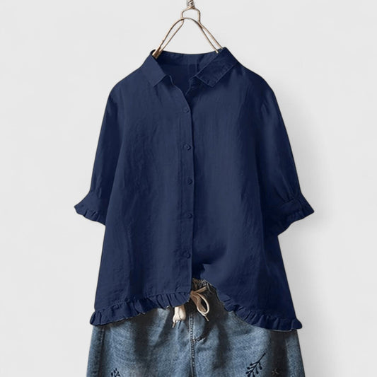 ELYRA™ | Ruffled Linen Blouse