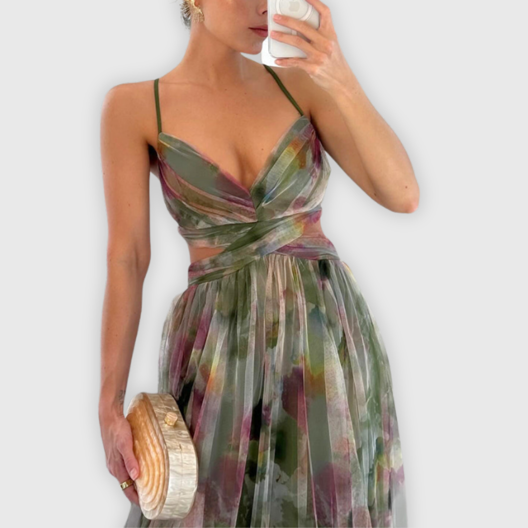 ELYRA™ | Long floral dress with a fluid cut