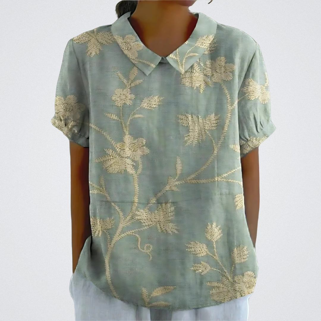 ELYRA™ | Blouse en lin à fleurs