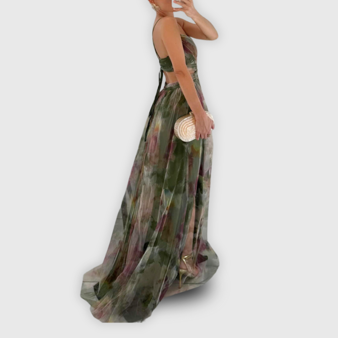 ELYRA™ | Long floral dress with a fluid cut