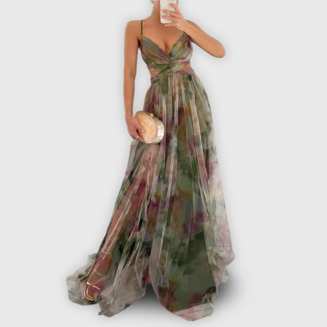 ELYRA™ | Long floral dress with a fluid cut
