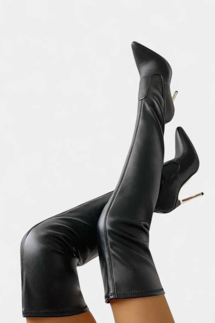 ELYRA™ | Bottes au-dessus du genou à talons dorés