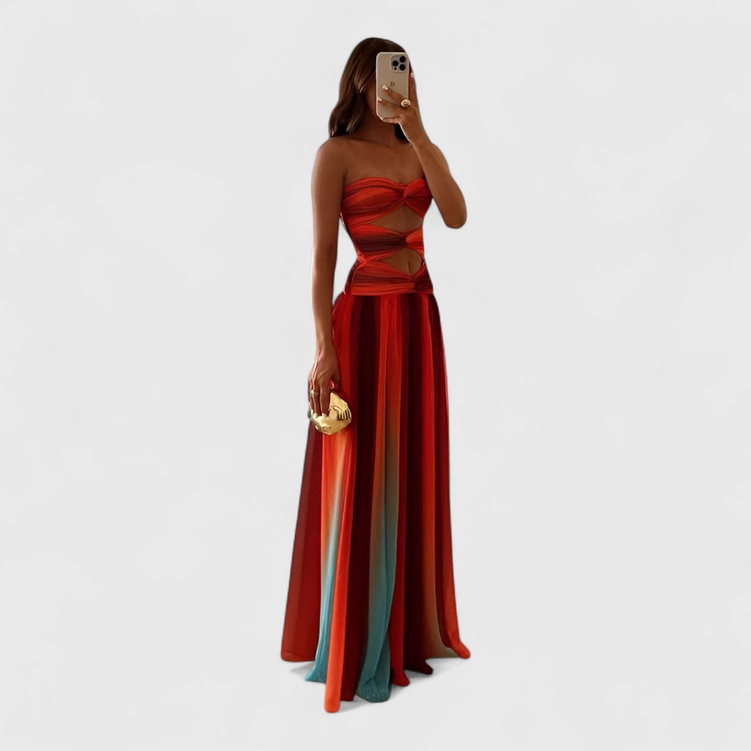 ELYRA™ | Long Satin-Gradient Strappy Dress