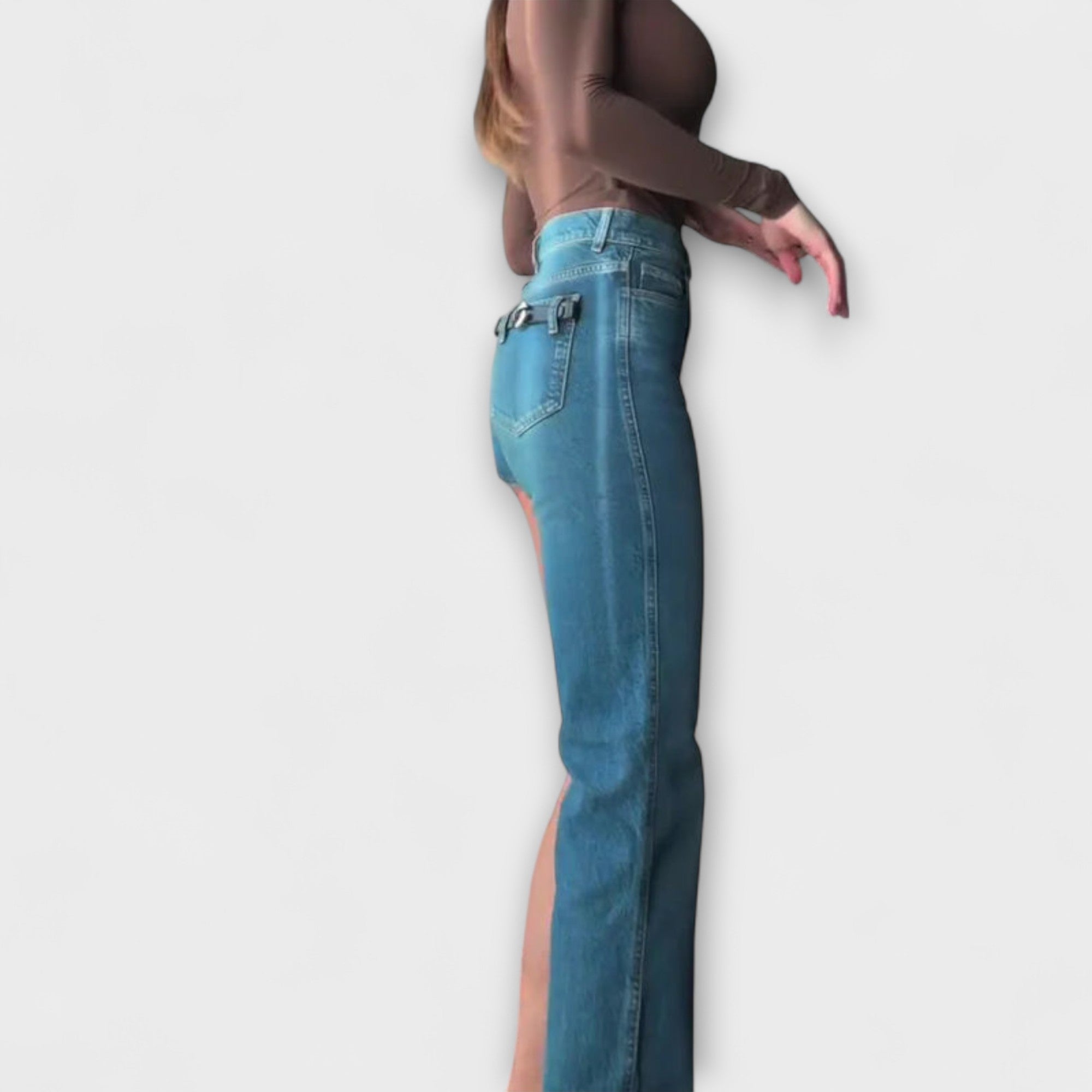 ELYRA™ | Asymmetrical Denim Shorts with Strap