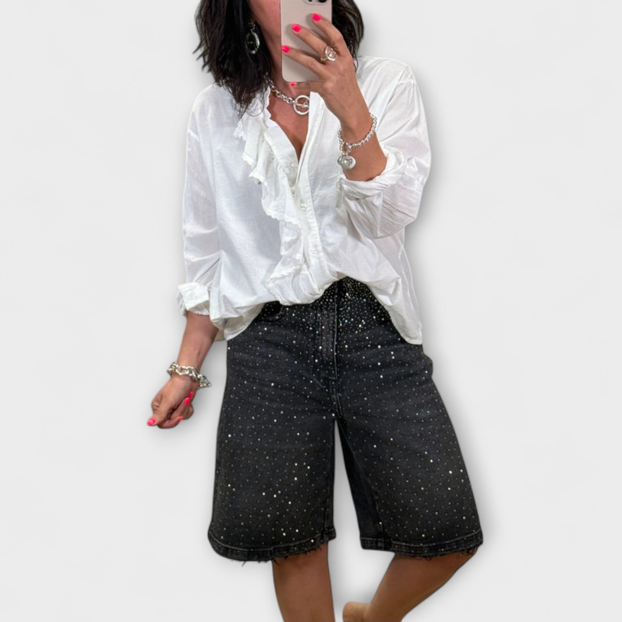 ELYRA™ | Bermuda Shorts with Rhinestones