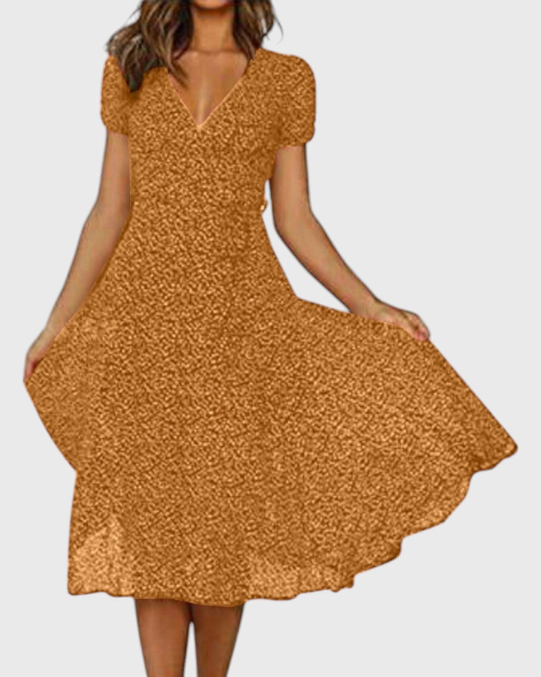 ELYRA™ | Flared Midi Dress with V-Neck