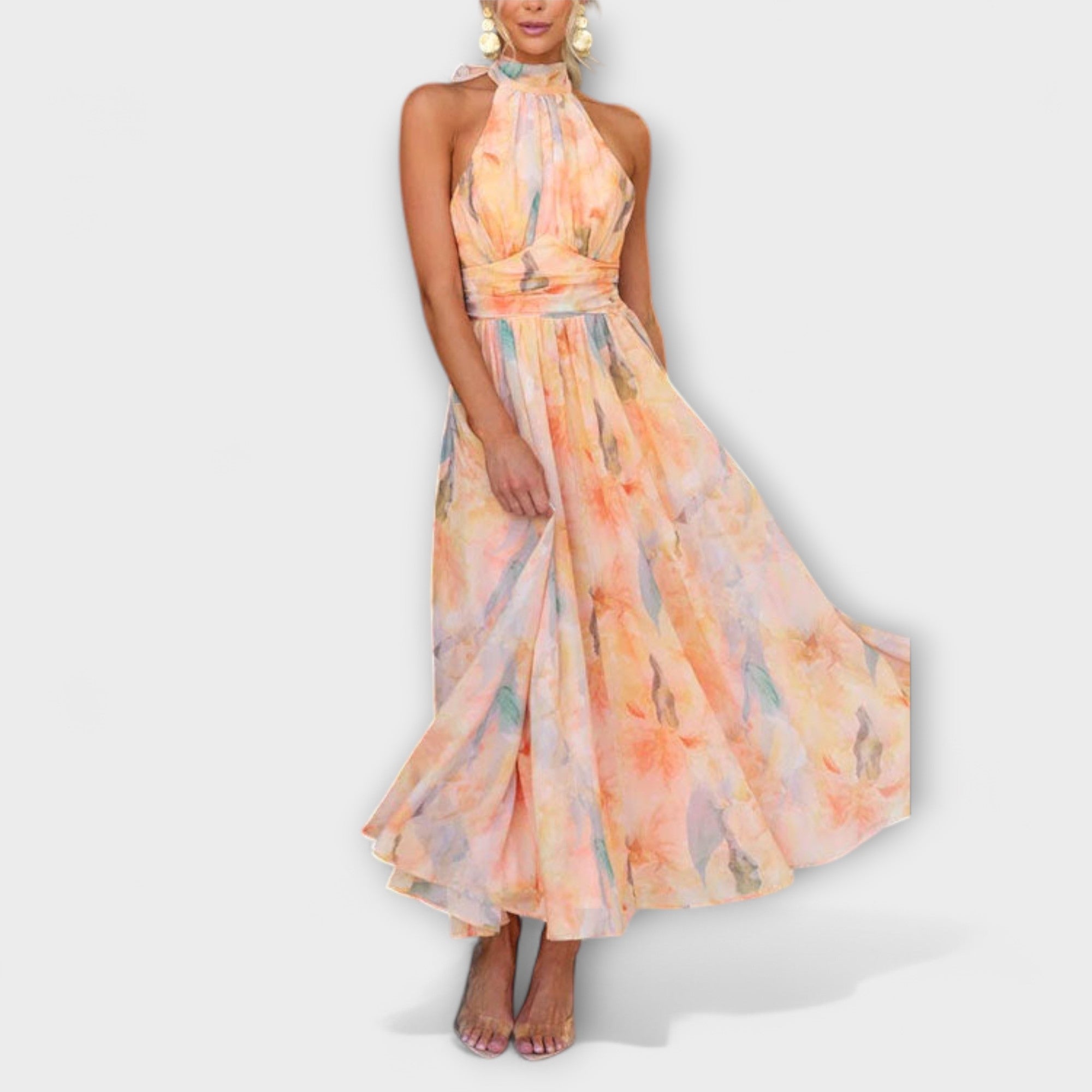 ELYRA™ | Backless Watercolour Print Dress