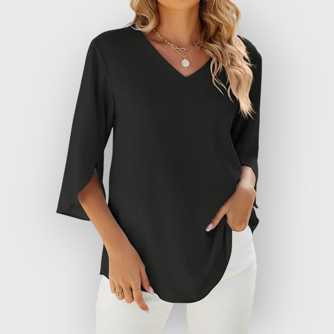 ELYRA™ | V-Neck Blouse with Short Sleeves