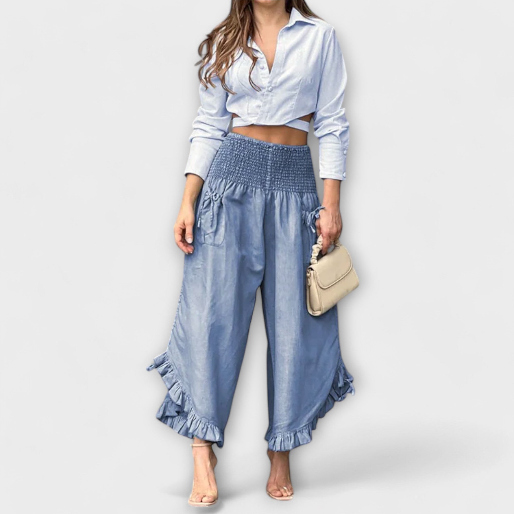ELYRA™ | Casual Linen Trousers with Pleats