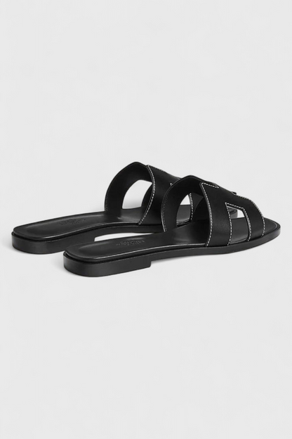 ELYRA™ | Brigitte "H" Leather Sandals with Crossed Straps