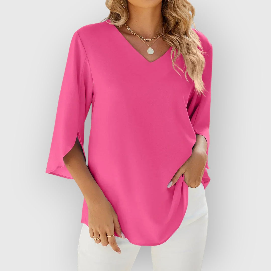 ELYRA™ | V-Neck Blouse with Short Sleeves