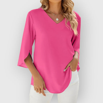 ELYRA™ | V-Neck Blouse with Short Sleeves