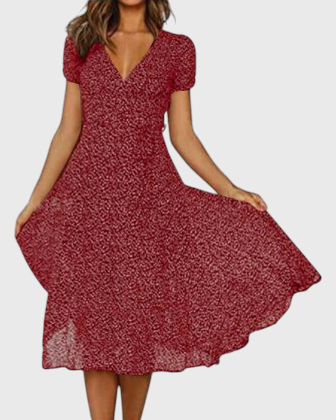 ELYRA™ | Flared Midi Dress with V-Neck