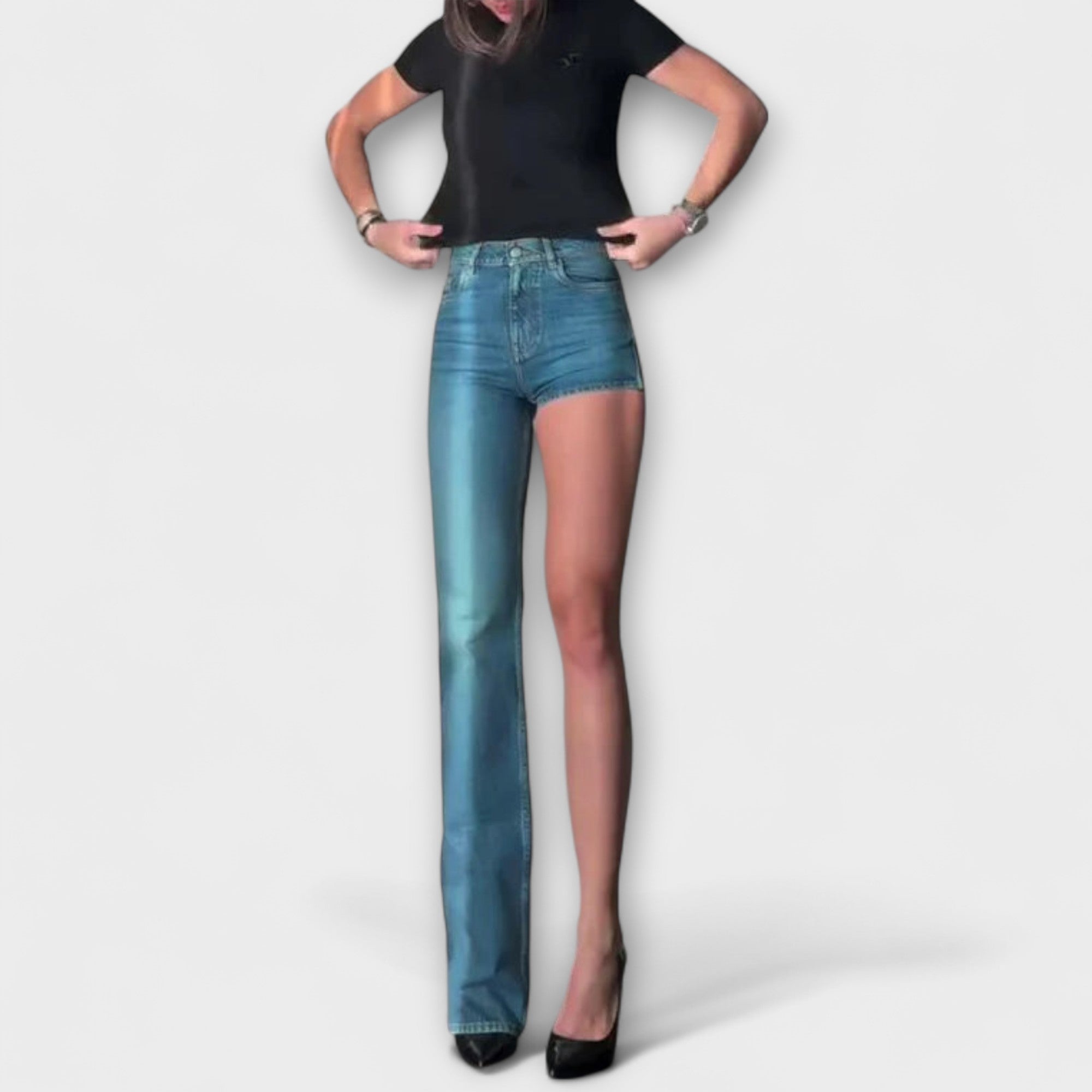 ELYRA™ | Asymmetrical Denim Shorts with Strap