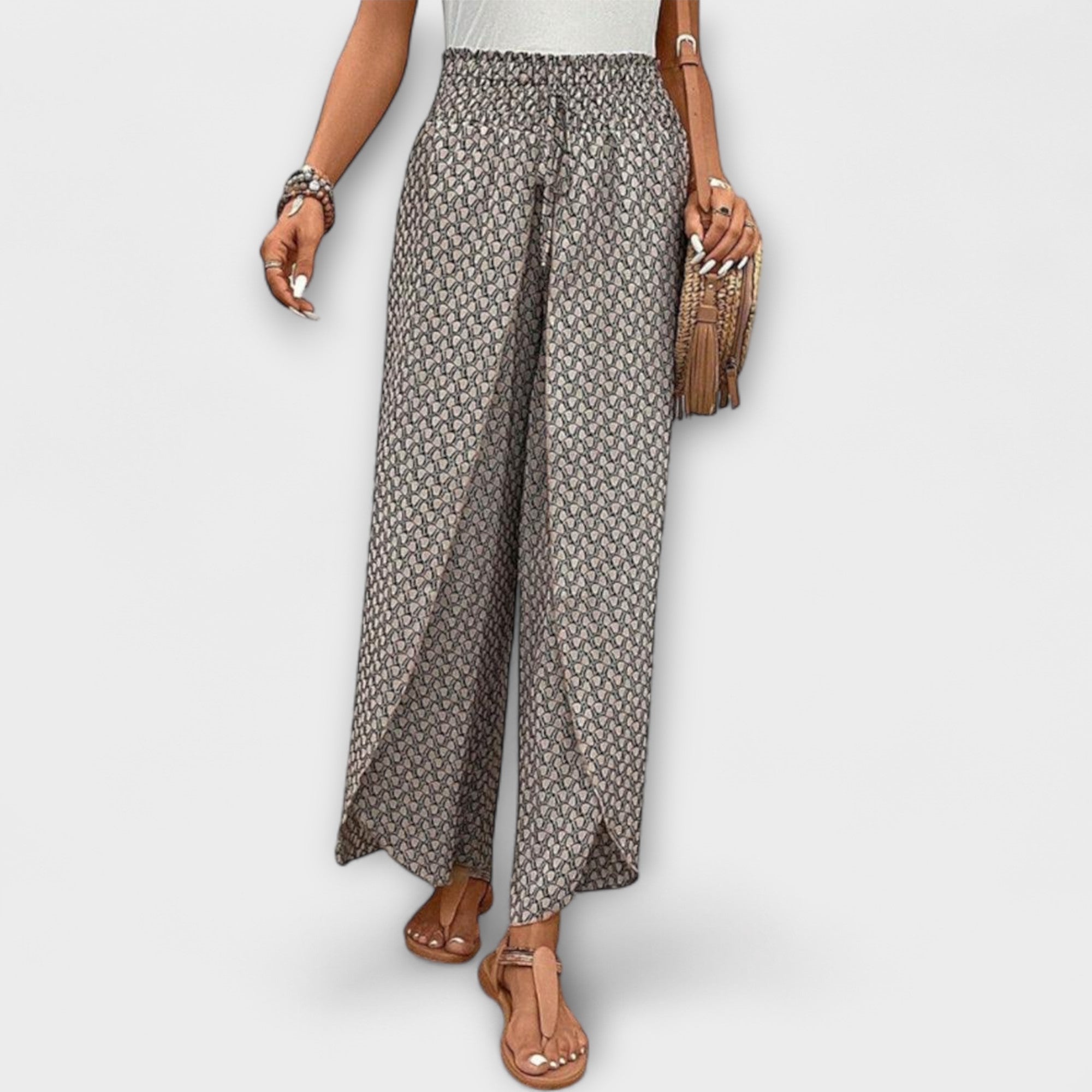 ELYRA™ | Black Linen Palazzo Trousers
