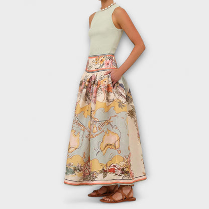 ELYRA™ | Striped Linen Midi Skirt