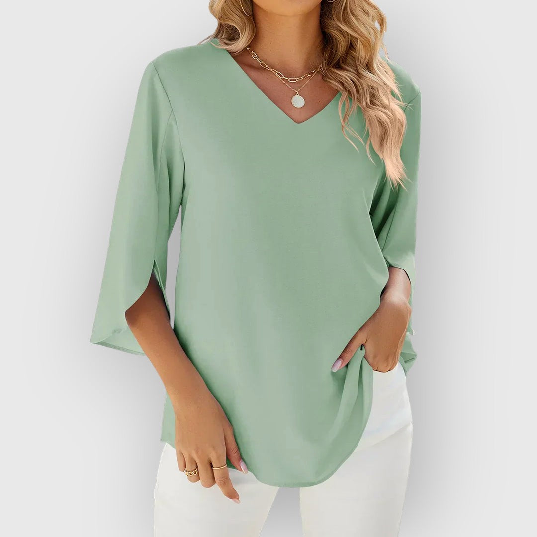ELYRA™ | V-Neck Blouse with Short Sleeves