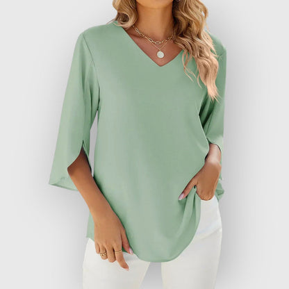 ELYRA™ | V-Neck Blouse with Short Sleeves