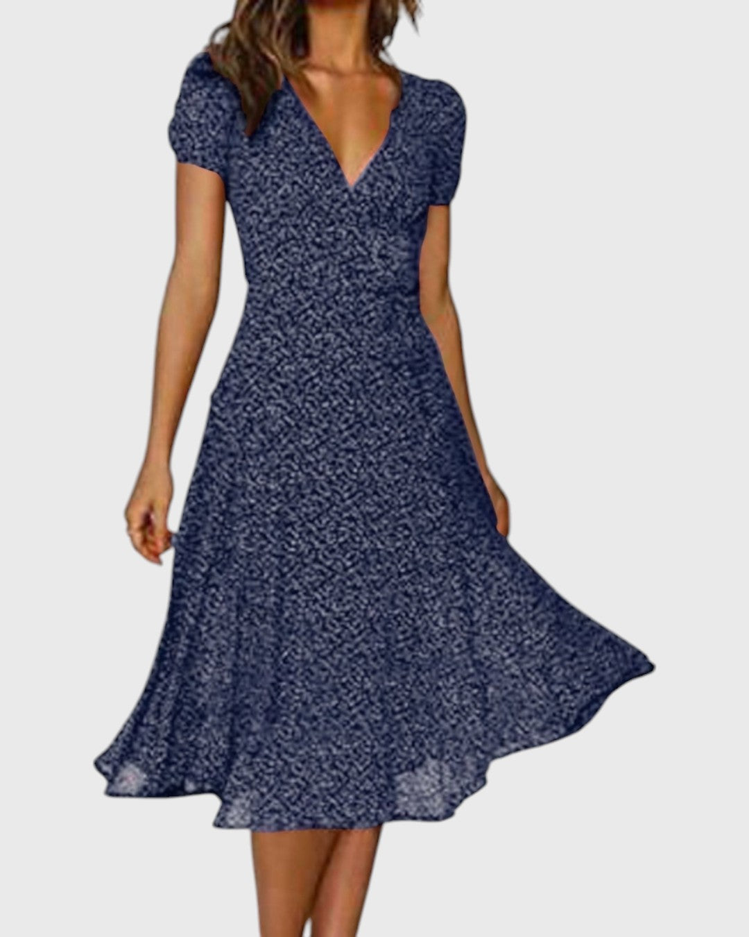 ELYRA™ | Flared Midi Dress with V-Neck