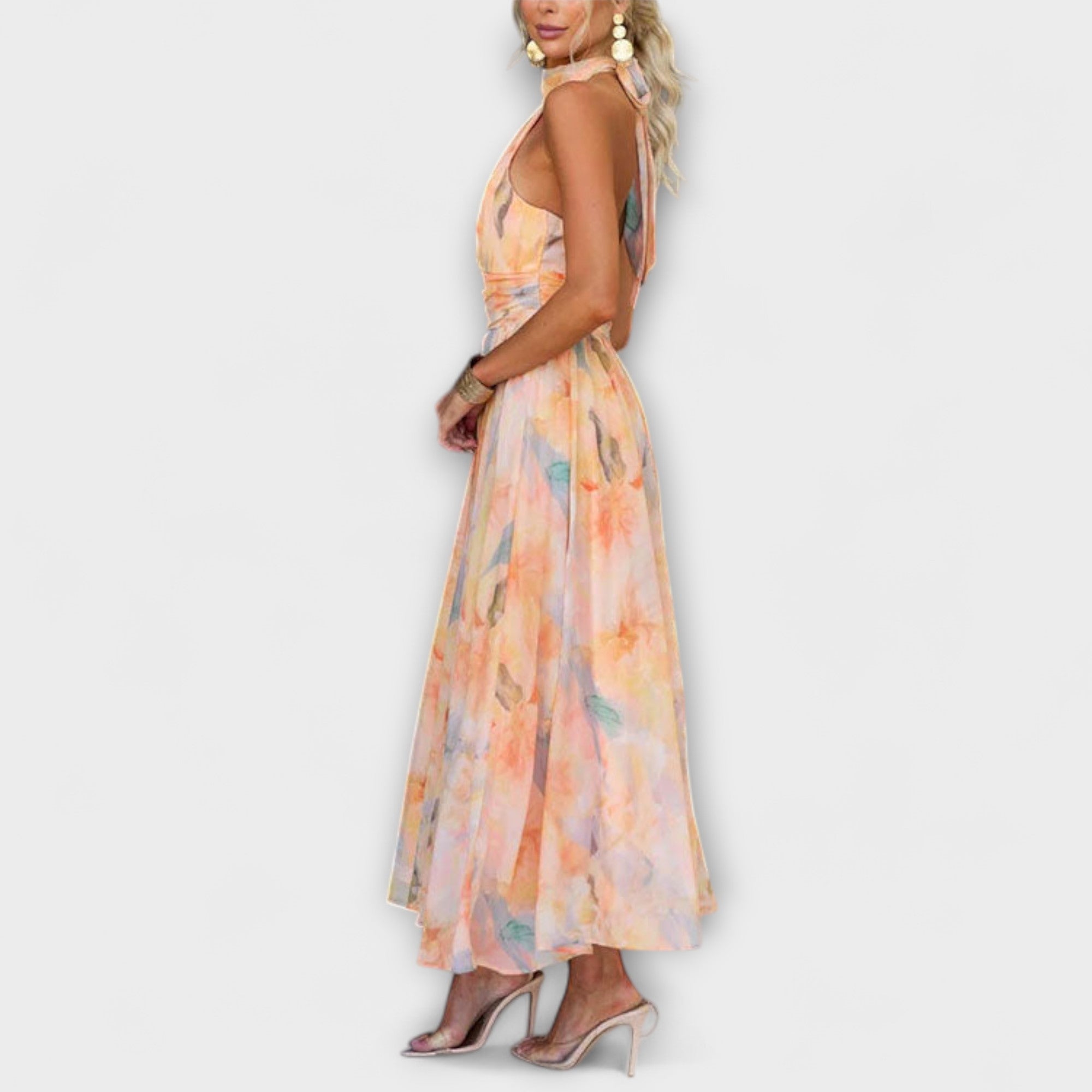 ELYRA™ | Backless Watercolour Print Dress