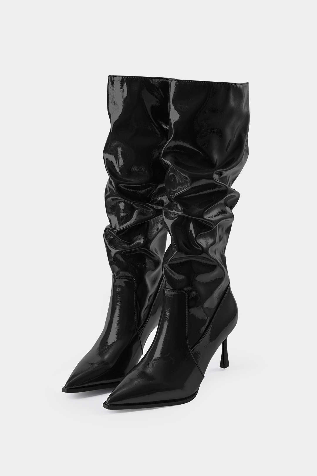 ELYRA™ | Bottes en cuir synthétique à plis et pointe aiguisée