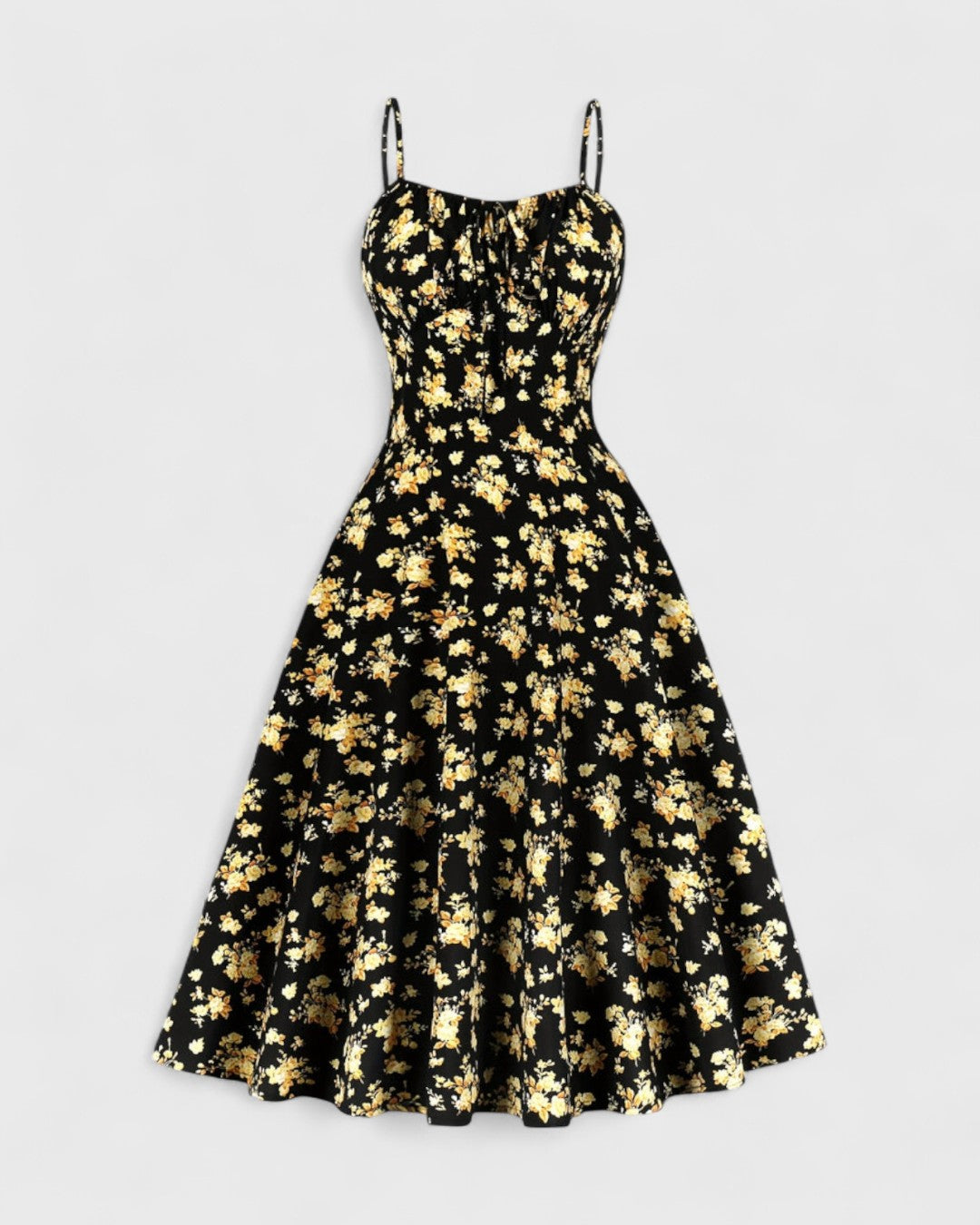 ELYRA™ | Summer Dress with Straps and Vintage Floral Print