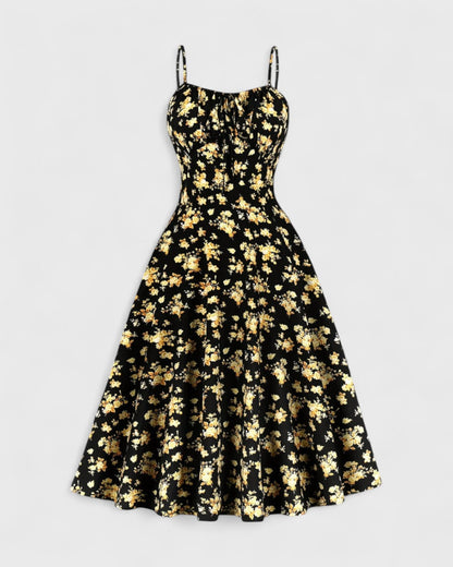 ELYRA™ | Summer Dress with Straps and Vintage Floral Print