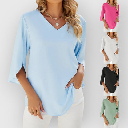 ELYRA™ | V-Neck Blouse with Short Sleeves