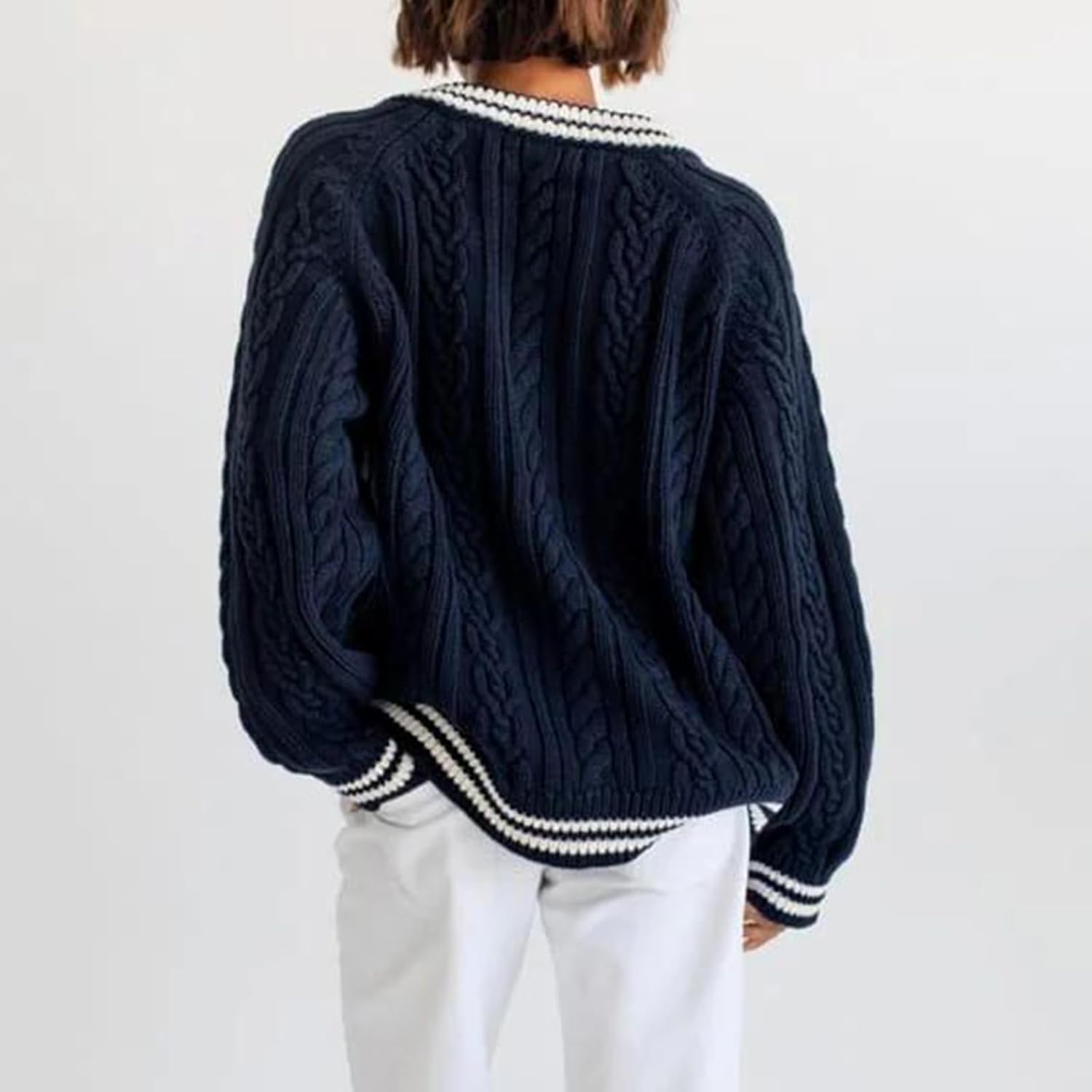 ELYRA™ | CABLE KNIT PULLOVER WITH V-NECK