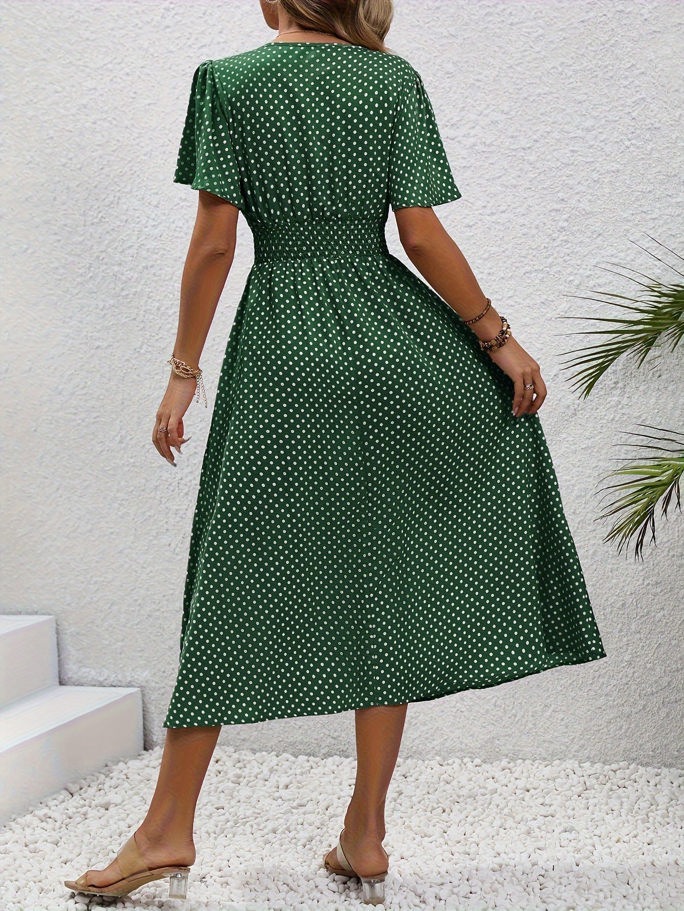 ELYRA™ | Chic Midi Dress with Pink Dots