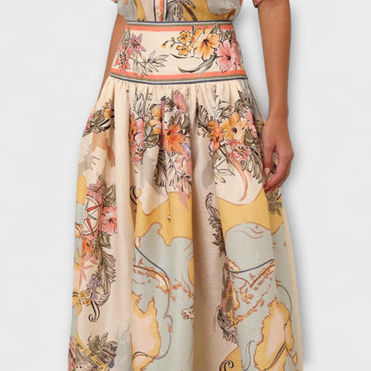 ELYRA™ | Striped Linen Midi Skirt