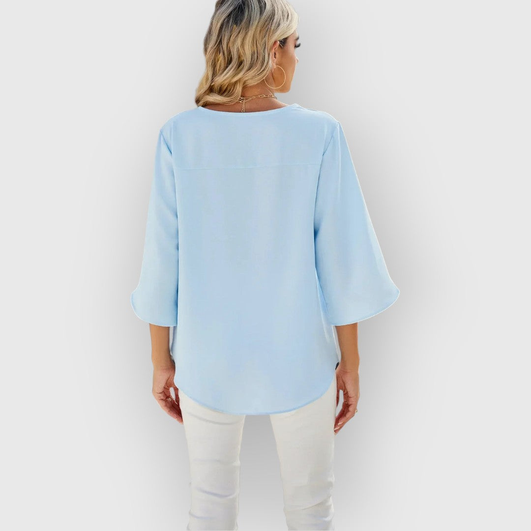 ELYRA™ | V-Neck Blouse with Short Sleeves
