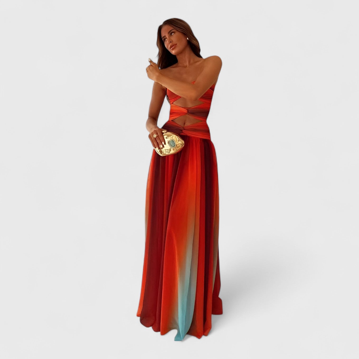 ELYRA™ | Long Satin-Gradient Strappy Dress