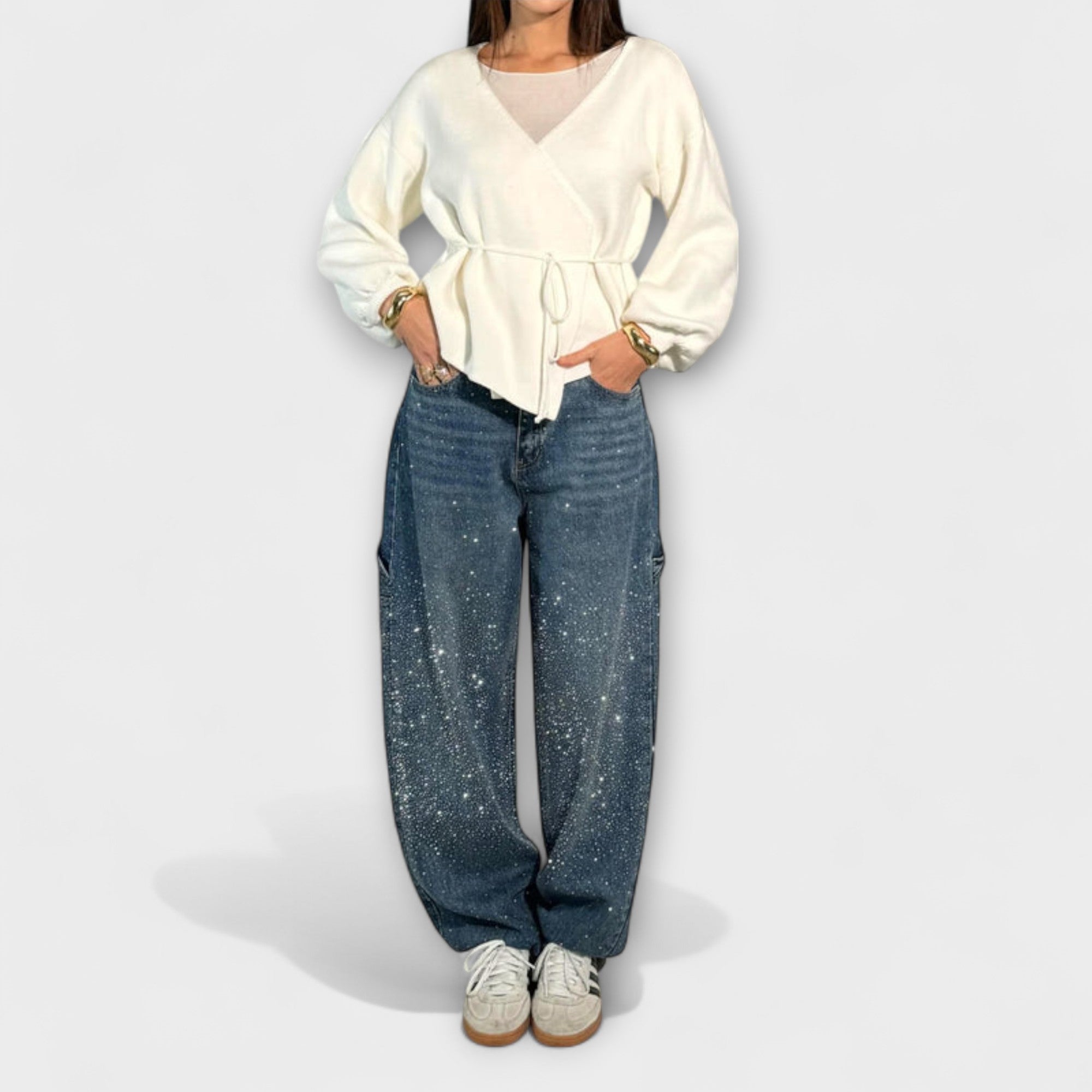 ELYRA™ | Jeans en denim brillant style balloon carpenter