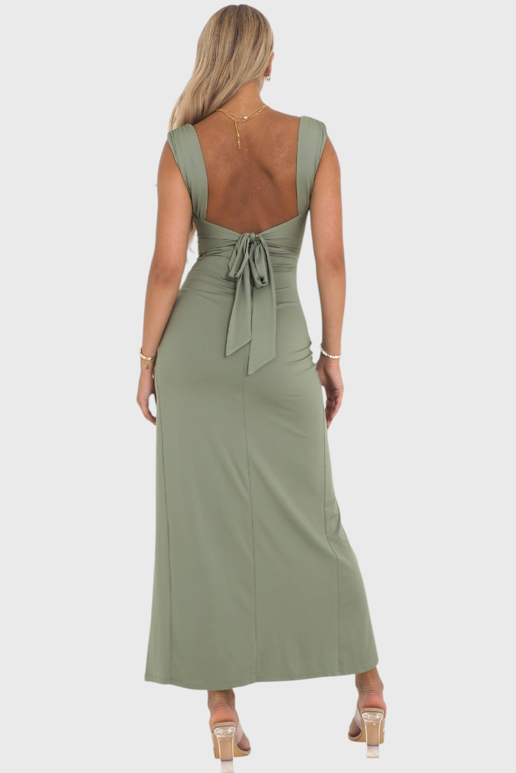 ELYRA™ | Long dress with bow at the back and elastic comfort