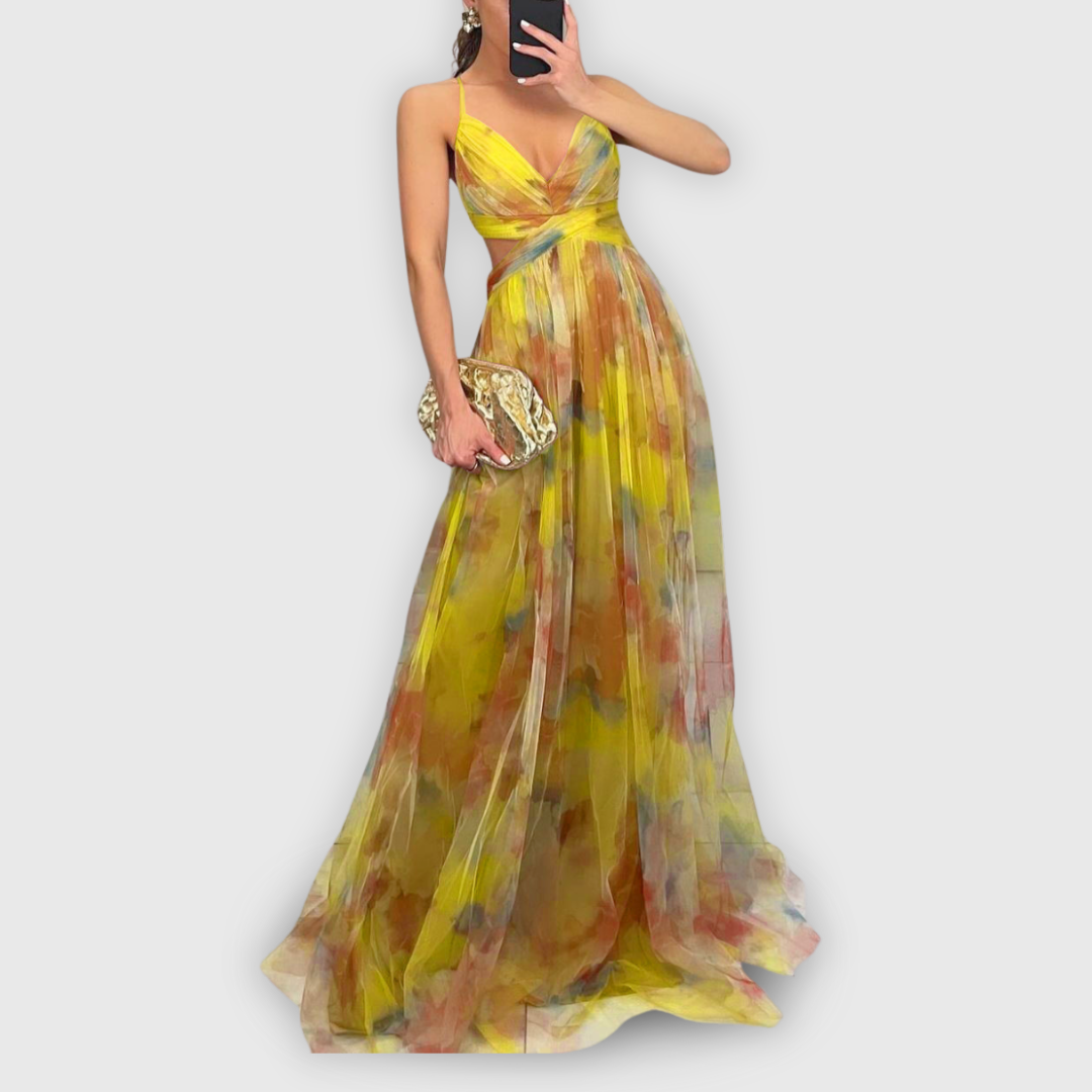 ELYRA™ | Long floral dress with a fluid cut